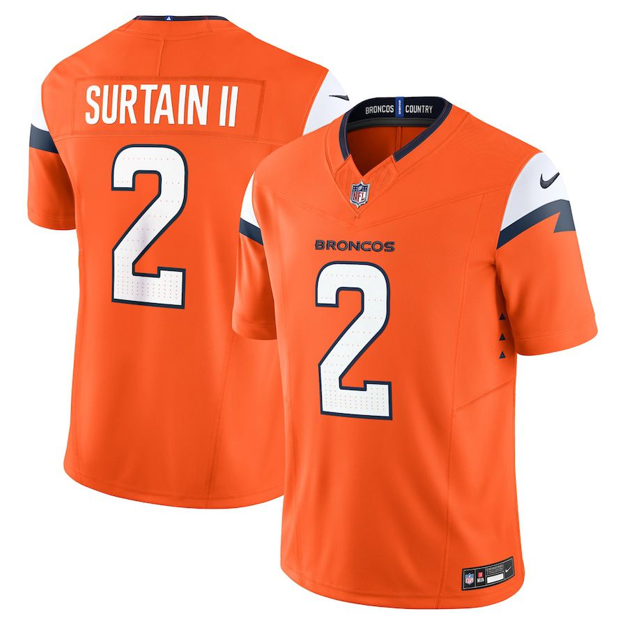 Men Denver Broncos 2 Patrick Surtain II Nike Orange Vapor F.U.S.E. Limited NFL Jersey